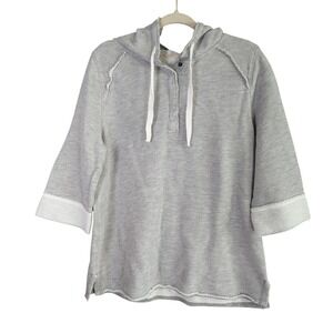 Soft‎ Surroundings Sweatshirt Womens L Gray Hoodie Just Beachy Pullover Terry